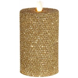 Raz Imports 3.25"X6" Moving Flame Gold Glittered Honeycomb Pillar Candle Flameless Lighting Accent and Battery Operated Flickering Light Source with Timer Fake Candles for Living Room and Bedroom