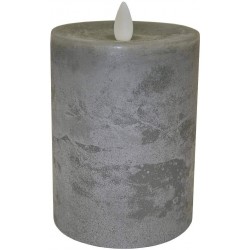 Raz Imports 3.5"X5" Moving Flame Grey Chalky Pillar Candle Flameless Lighting Accent and Battery Operated Flickering Light Source with Timer Fake Candles for Living Room Patio and Bedroom
