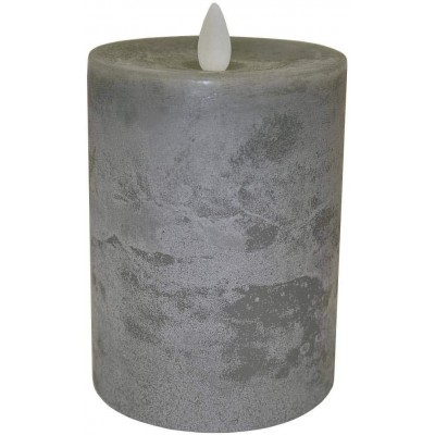 Raz Imports 3.5"X5" Moving Flame Grey Chalky Pillar Candle Flameless Lighting Accent and Battery Operated Flickering Light Source with Timer Fake Candles for Living Room Patio and Bedroom