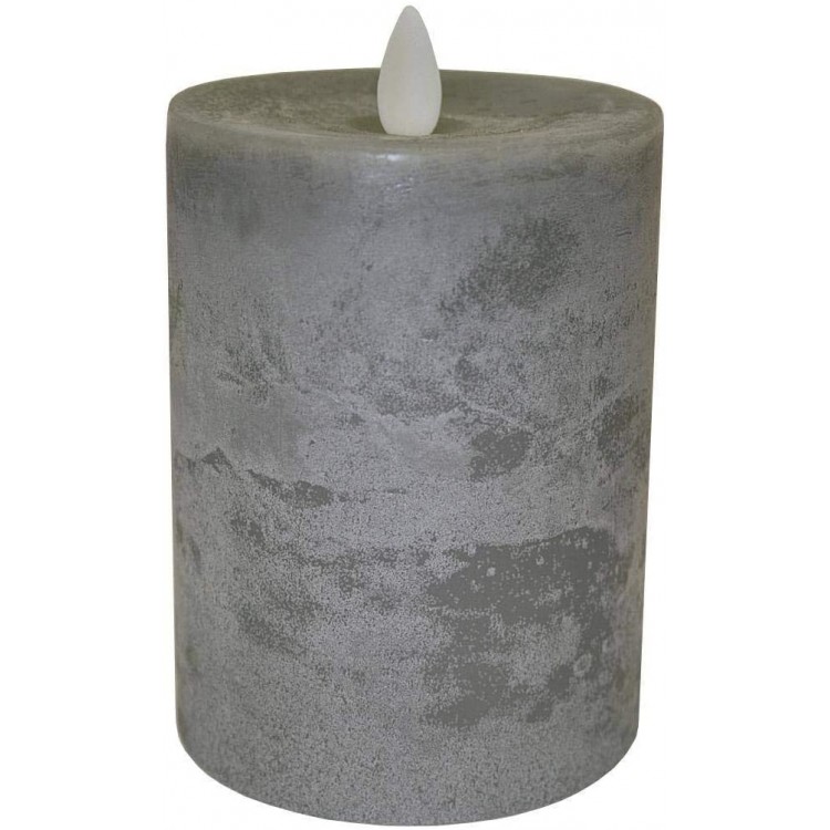 Raz Imports 3.5X5 Moving Flame Grey Chalky Pillar Candle Flameless Lighting Accent and Battery Operated Flickering Light Source with Timer Fake Candles for Living Room Patio and Bedroom