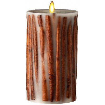 Raz Imports 3.5"X7" Moving Flame Cinnamon Stick Candle Flameless Lighting Accent and Decorative Battery Operated Flickering Light Source with Timer Fake Candles for Living Room Patio and Bedroom