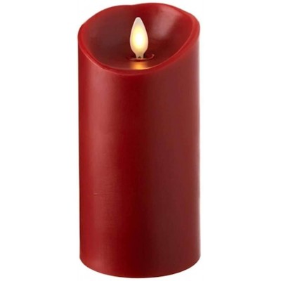 Raz Imports 3"X6" Push Flame Red Pillar Candle Flameless Lighting Accent and Decorative Battery Operated Flickering Light Source with Timer Fake Candles for Living Room Patio and Bedroom