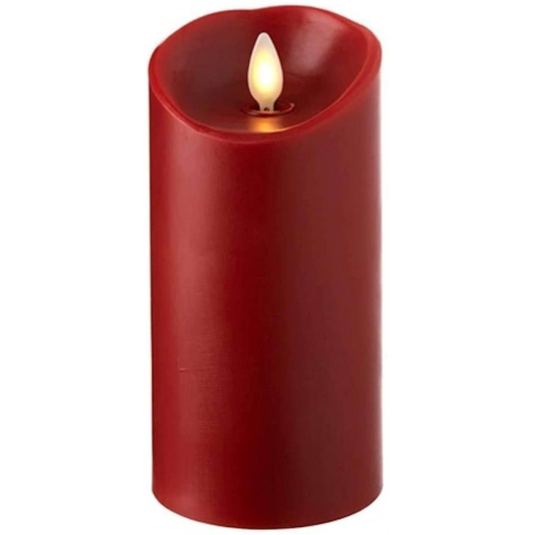 Raz Imports 3X6 Push Flame Red Pillar Candle Flameless Lighting Accent and Decorative Battery Operated Flickering Light Source with Timer Fake Candles for Living Room Patio and Bedroom