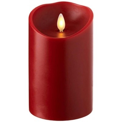 RAZ IMPORTS INC Push Flame Flameless Battery Operated LED Pillar Candle Red 3.5"x 5" for Home Décor Holiday and Gift