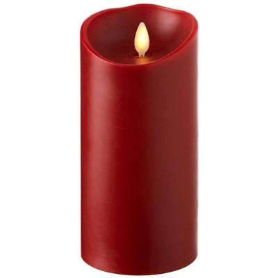 RAZ IMPORTS INC Push Flame Flameless Battery Operated LED Pillar Candle Red 3.5"x 7" for Home Décor Holiday and Gift