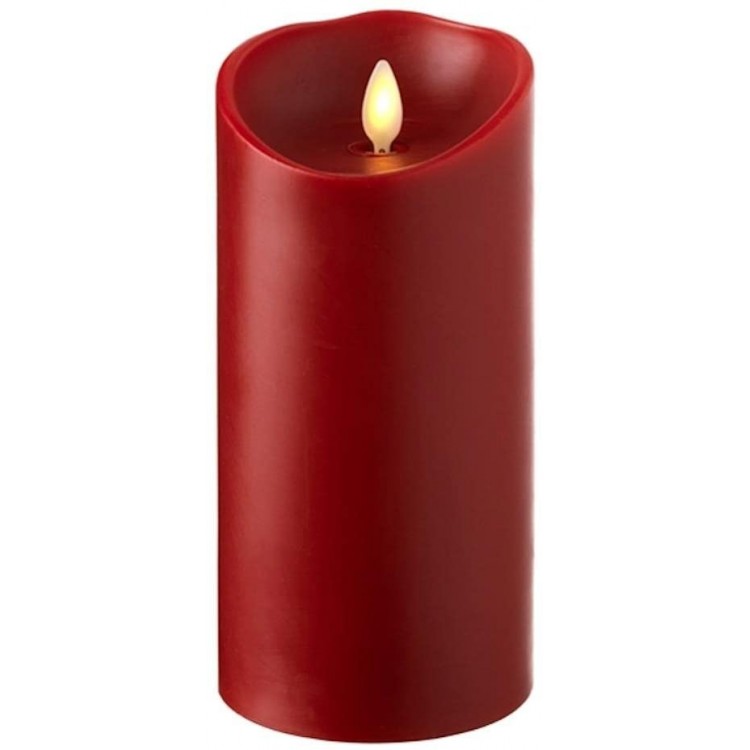 RAZ IMPORTS INC Push Flame Flameless Battery Operated LED Pillar Candle Red 3.5x 7 for Home Décor Holiday and Gift