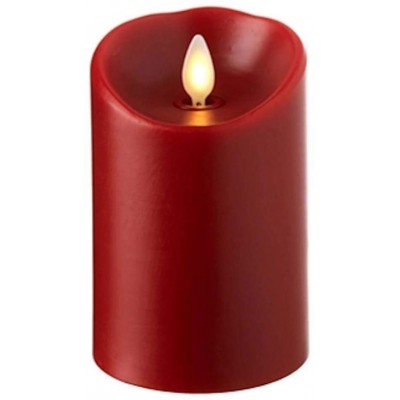 RAZ IMPORTS INC Push Flame Flameless Battery Operated LED Pillar Candle Red 3"x 4" for Home Décor Holiday and Gift