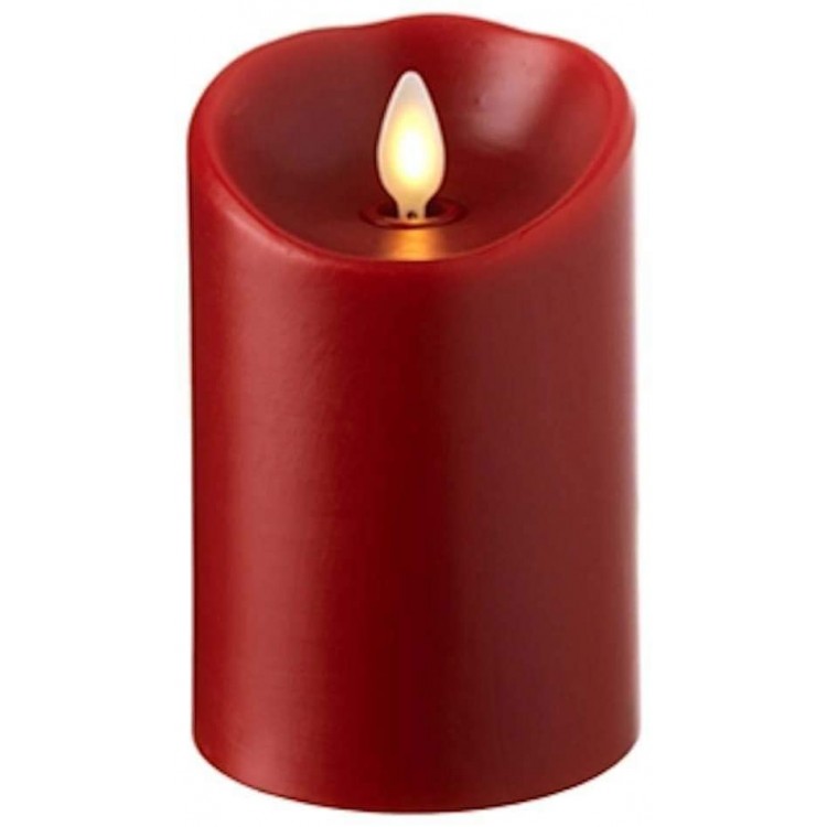 RAZ IMPORTS INC Push Flame Flameless Battery Operated LED Pillar Candle Red 3x 4 for Home Décor Holiday and Gift