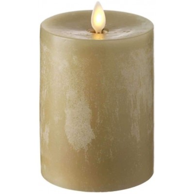 RAZ IMPORTS INC Push Flame Flameless Battery Operated LED Pillar Candle Taupe 3.5"x 5" for Home Décor Holiday and Gift