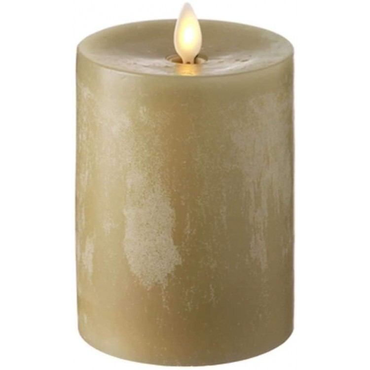 RAZ IMPORTS INC Push Flame Flameless Battery Operated LED Pillar Candle Taupe 3.5x 5 for Home Décor Holiday and Gift