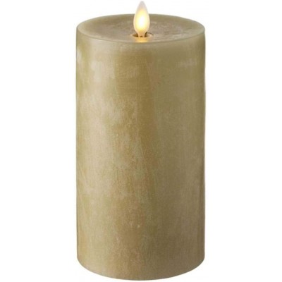RAZ IMPORTS INC Push Flame Flameless Battery Operated LED Pillar Candle Taupe 3.5"x 7" for Home Décor Holiday and Gift