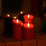Real Wax Battery Operated Candles with Remote Flickering Flameless Candles with Timer Electric LED Candles for Home Wedding Birthday Decoration Red Set of 3