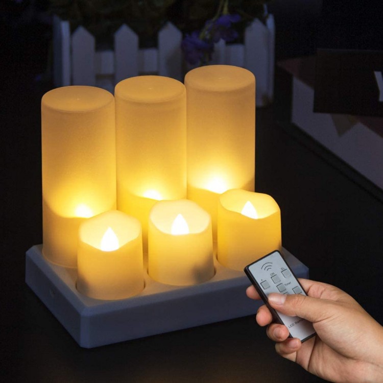 Rechargeable Flameless Candles Tea Lights LED Candles Flickering Fake Candles with Remote & Timer Warm White Tealights for Parties Weddings,Christmas,Bar Family Dinner Outdoor Picnic Decoration