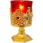 Red and Gold-Tone Electric Votive Candle | Features Infant of Prague Sacred Heart Blessed Mother | Catholic Christian Home Décor | Great Catholic Gift for Confirmation Weddings and Housewarming