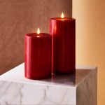 Red Flameless Candles with Remote Flickering 3D LED Flame & Wick Large 4 Inch Diameter Burgundy Wax Battery Operated Timer Home Decor 2 Pack