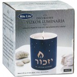Rite Lite Blue Marble Ceramic Yizkor Luminaria 3 H Yizkor Memorial Candle Blue with Gold Accents