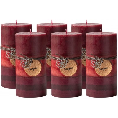 Royal Imports 3" x 6" Pillar Candles for Christmas Holiday Décor Wedding & Home Decoration Unscented Dripless & Smokeless Set of 6 Red Ombre Wax