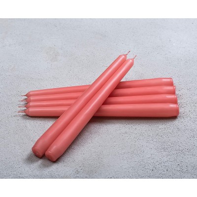 Set of 10 Dinner Taper Candles 10 Inch Unscented Tall Dripless Candlesticks Bulk for Wedding Restaurant Home Decoration Spa Church Smokeless Vegan Coral