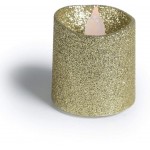 Set of 12 WYZworks Gold Glitter Votive Tea Light Flameless LED Faux Wax Candle