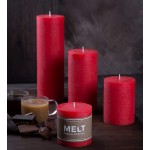 Set of 3 Pillar Candles 3 x 3 Unscented Handpoured Weddings Home Decoration Restaurants Spa Church Smokeless Cotton Wick Red