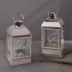 Silver Decorative Lanterns with Fairy Lights 8 Inch Battery Operated 30 LED 6 Hour Timer Spring Wedding Mother's Day Home Decor- Set of 2