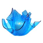 Sky Blue Cathedral Rough Rolled Dish | Real Handcrafted Glass | Made to be used with our Vase Candles or as a Decorative Dish or Room Accent