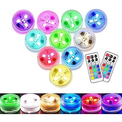 Small Submersible LED Lights Mini Waterproof LED Tea Lights Candles Multi-color Battery Powered with Remote Control Party Events Home Vase Swimming Pool Pond Decoration Lighting -10PACK
