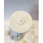 Soy Pillar Candle With Snowflake Accents And Embellishments