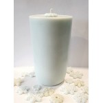 Soy Pillar Candle With Snowflake Accents And Embellishments