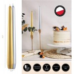 SPAAS Gold Taper Candles Set of 4 | 9 Tall Unscented Metallic Taper Candles 8 Hour Long Burning | Individually Wrapped Unscented Taper Candles for Home Décor Wedding Holiday and Parties