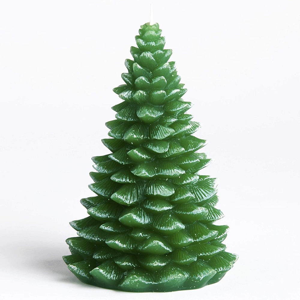 The Lakeside Collection Unscented Decorative Green Christmas Tree Candle Lighted Home Accent 6.75