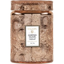 Voluspa Copper Clove Candle | Large Jar | 18 Oz | Embossed Glass with Matching Glass Lid | Fall Scent | All Natural Wicks and Coconut Wax for Clean Burning