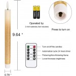 Wondise Flameless Taper Candles with Remote 6Pc Battery Operated Real Wax Flickering LED Candles for Wedding Home Decoration（Gold）