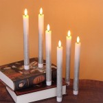 Wondise Flickering Flameless Taper Candles with Remote and Timer 9 Inch Battery Operated Silver Real Wax 3D Flame Window Candles for Holiday Christmas Decor Set of 60.78 x 9.64 inch