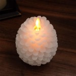 Wondise Pine Cone Flameless Flickering Candles with Remote and Timer Set of 2 Battery Operated LED Moving Wick Real Wax Christmas Home Decoration Candle3.5 x 4.7 Inches White