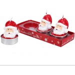 XINAOBAOLUO 3 Pieces Christmas Tealight Candles Set Handmade Santa Decoration Candles for Christmas Eve Party Home Decoration