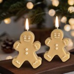 XINAOBAOLUO Gingerbread Man Candle Cute Shaped Candle Handmade Danish Pastel Room Aesthetic Decor for Christmas Home and Gifting Khaki