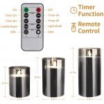 YFYTRE Flickering Led Flameless Candles Indoor Battery Operated Moving Wick Effect Glod Outdoor Glass Candle Set with Remote Timers No Melt for Festival Wedding Home Party Decor