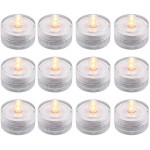 YIMOSI Submersible LED Light,Yellow Waterproof Flameless Candle Tea Lights,Underwater Battery Operated Seasonal Festival Celebration Light for Table,Wedding Party,Pack of 12 Y-JS2123-Yellow
