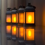 11 Vintage Style Decorative Lantern,Flame Effect LED Lantern,Golden Brushed Black,Remote Control Indoor Lanterns Decorative,Outdoor Hanging Lantern,Decorative Lanterns ZKEE Set of 2