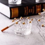 2 Pcs Crown Glassware Candle Holder Tabletop Candlestick Ornament,Crystal Glass Jewelry Ring Holder for Weddings Party Favor Home Decor,Transparent
