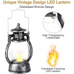 5'' Decorative Lanterns Comealltime 2-Pack Vintage Mini Candle Lanterns with Flickering LED Flame Hanging Lantern Lanterns Decorative for Christmas Home Table Silver