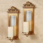 Acanthus Mirrored Wall Sconces Gold Set of Two Beveled Mirror Large Ornate Candle Holder Pair Elegant Wall Decor for Bedroom Dining Living Room 19 Inches High