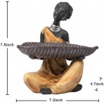 African Statues for Home Decor,African Statues and Sculptures for Home Decor Accents,African Decor Figurines with Candle tealight Holder for Home Decorations Antique Yellow Color