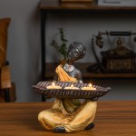 African Statues for Home Decor,African Statues and Sculptures for Home Decor Accents,African Decor Figurines with Candle tealight Holder for Home Decorations Antique Yellow Color