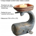ART & ARTIFACT Whale & Boat Candle Holder for Tea Light Candle Fun Nautical Ocean Decor Distressed Wood Finish 5 w x 6 h x 3 d