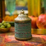 Blue and Pink Lanterns Moroccan Style 2 Pack Small 5 Inch LED Lights Inside Antique Gold Accents Battery Operated Bohemian Home Decor