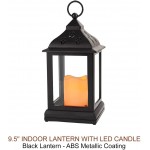 Bright Zeal 2-Pack 9.5 Vintage Decorative Candle Lantern with LED Flickering Flameless Candle Black 8hr Timer Batteries Included Indoor Hanging Lantern LED Decorative Lanterns Battery Powered