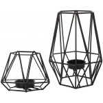 Candle Holder for Home Decor Candle Stand for Tealight Candle Metal Geometric Candlesticks Matte Black Large Small Set of 2