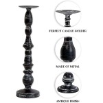 Candle Holder for Pillar Candles Metal Candle Holder Set of 3 for Home Mantel Decoration Bar Countertop Decorative Accents Distressed Black